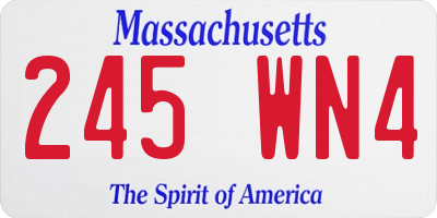 MA license plate 245WN4