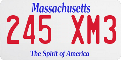 MA license plate 245XM3