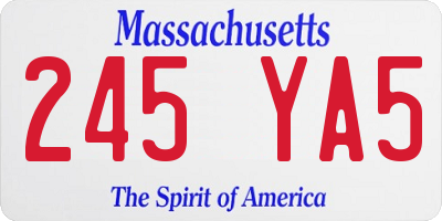 MA license plate 245YA5