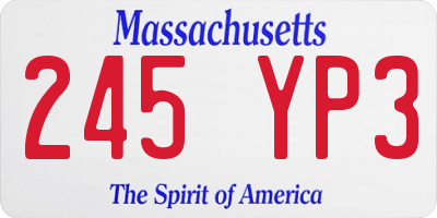 MA license plate 245YP3