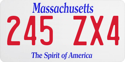 MA license plate 245ZX4
