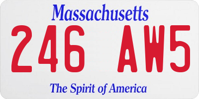 MA license plate 246AW5
