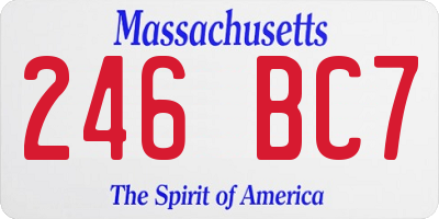 MA license plate 246BC7