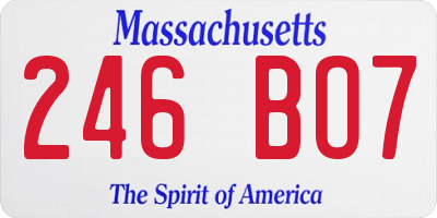 MA license plate 246BO7