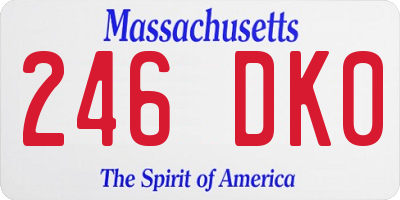 MA license plate 246DK0