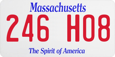 MA license plate 246HO8