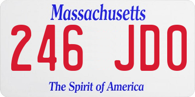 MA license plate 246JD0