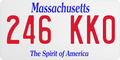 MA license plate 246KK0