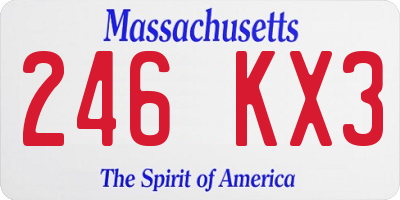MA license plate 246KX3