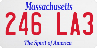 MA license plate 246LA3