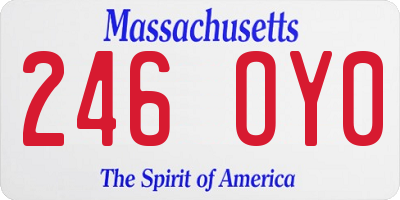 MA license plate 246OY0