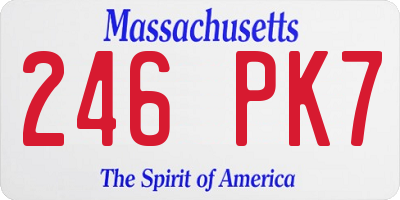 MA license plate 246PK7