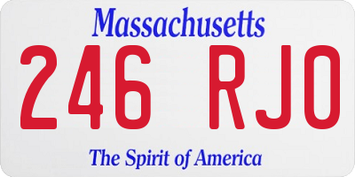 MA license plate 246RJ0