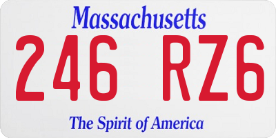 MA license plate 246RZ6