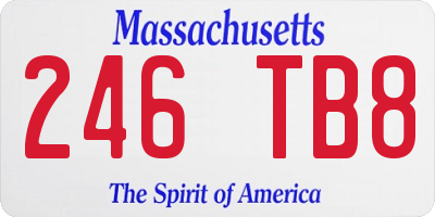 MA license plate 246TB8