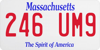 MA license plate 246UM9