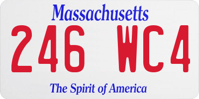 MA license plate 246WC4