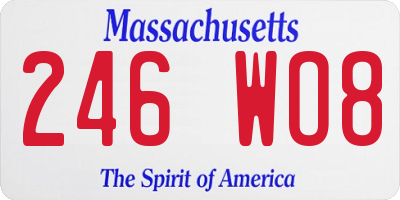 MA license plate 246WO8