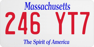 MA license plate 246YT7