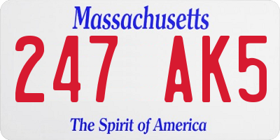 MA license plate 247AK5