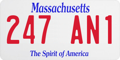 MA license plate 247AN1