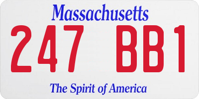 MA license plate 247BB1