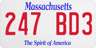 MA license plate 247BD3