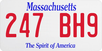 MA license plate 247BH9