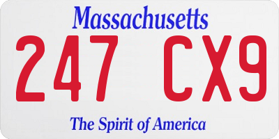 MA license plate 247CX9