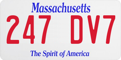 MA license plate 247DV7