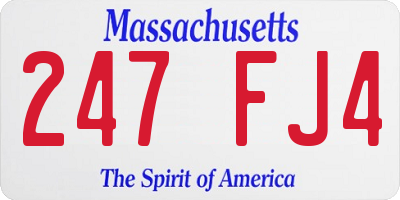 MA license plate 247FJ4