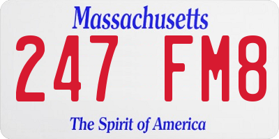 MA license plate 247FM8