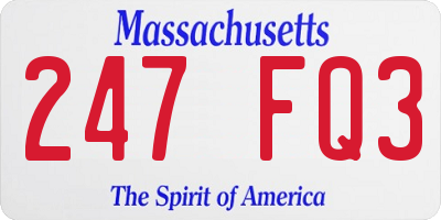 MA license plate 247FQ3