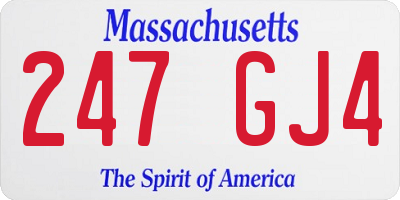 MA license plate 247GJ4