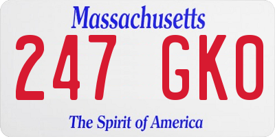 MA license plate 247GK0