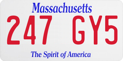 MA license plate 247GY5
