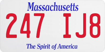 MA license plate 247IJ8