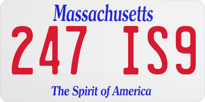 MA license plate 247IS9