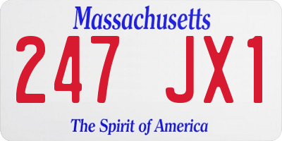 MA license plate 247JX1