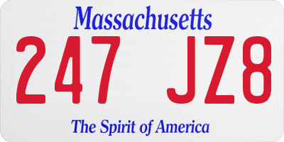 MA license plate 247JZ8