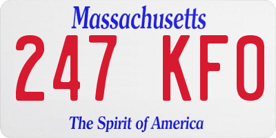 MA license plate 247KF0