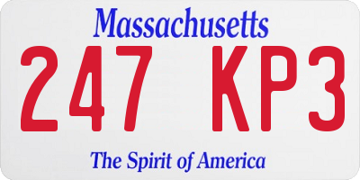 MA license plate 247KP3