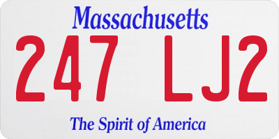 MA license plate 247LJ2