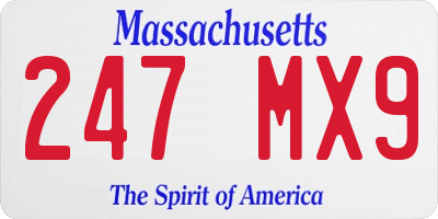 MA license plate 247MX9