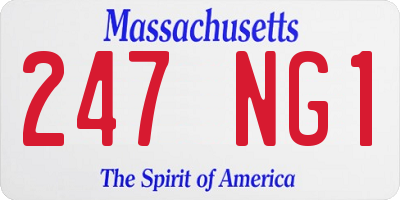 MA license plate 247NG1
