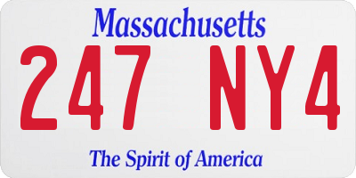 MA license plate 247NY4