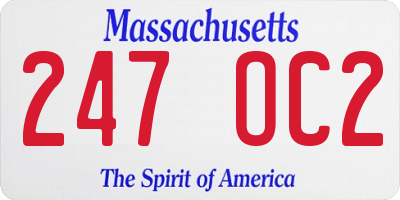 MA license plate 247OC2