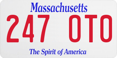 MA license plate 247OT0