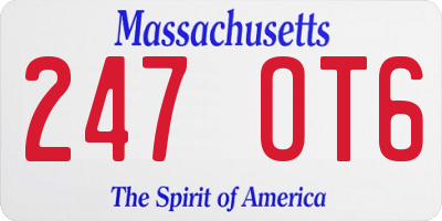 MA license plate 247OT6