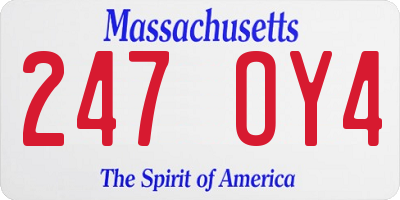 MA license plate 247OY4